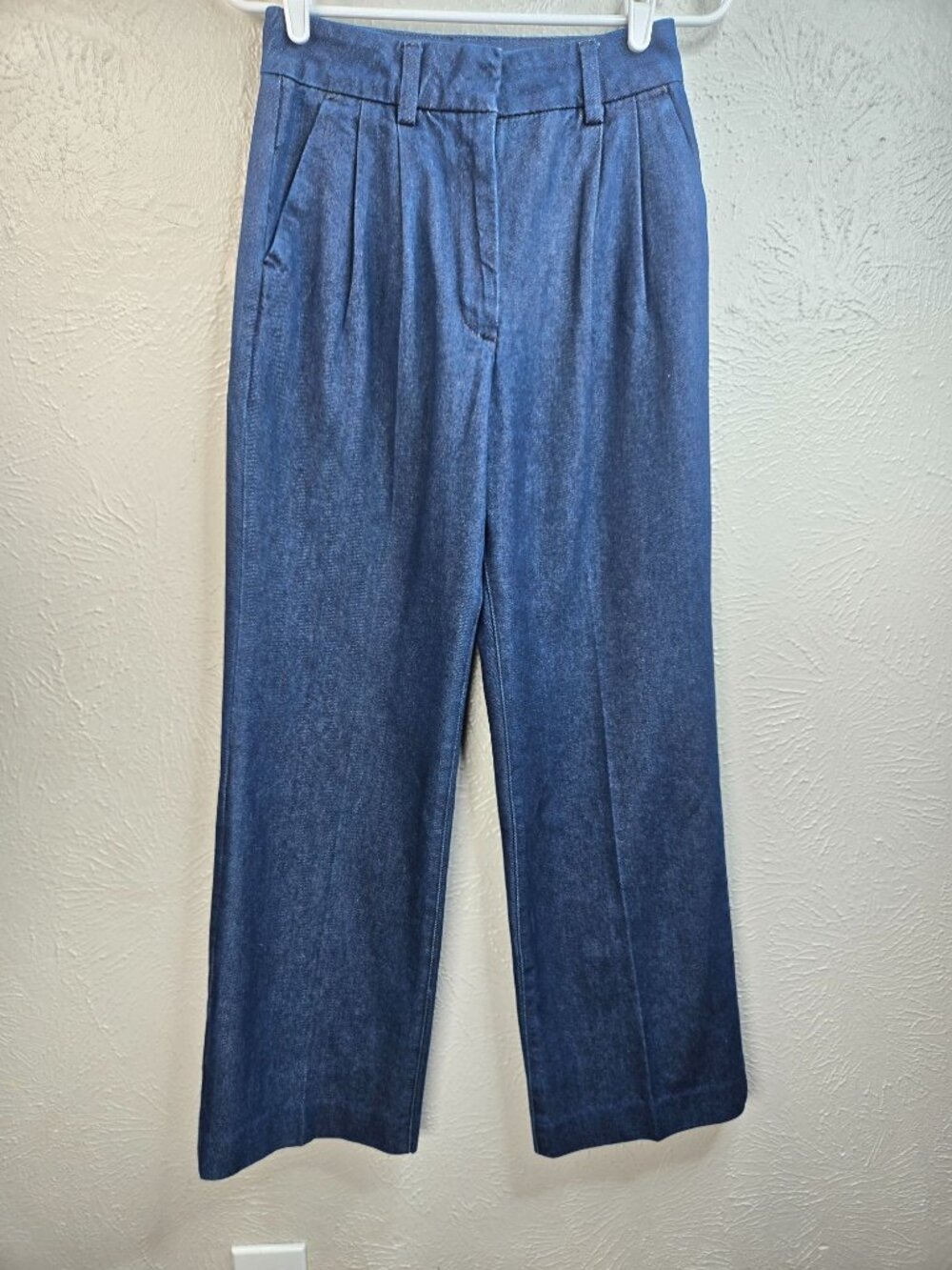 Favorite Daughter Wide Leg Pleated Jeans 4 High Waisted Dark Blue Denim Preppy